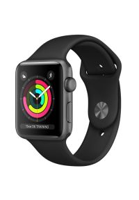 APPLE Watch 3 42mm (Gwiezdna szarość z opaską sportową w kolorze czarnym). Kolor: czarny. Styl: sportowy #1