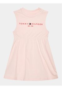 TOMMY HILFIGER - Tommy Hilfiger Sukienka codzienna KN0KN01625 Różowy Regular Fit. Okazja: na co dzień. Kolor: różowy. Materiał: bawełna. Typ sukienki: proste. Styl: casual