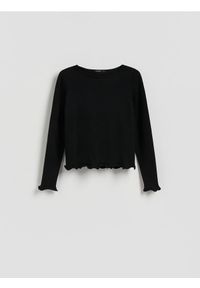 Reserved - Sweter z wiskozą - czarny. Kolor: czarny. Materiał: wiskoza #1