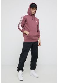 adidas Originals Bluza męska kolor różowy z kapturem gładka. Typ kołnierza: kaptur. Kolor: różowy. Materiał: dzianina, poliester. Wzór: gładki #5