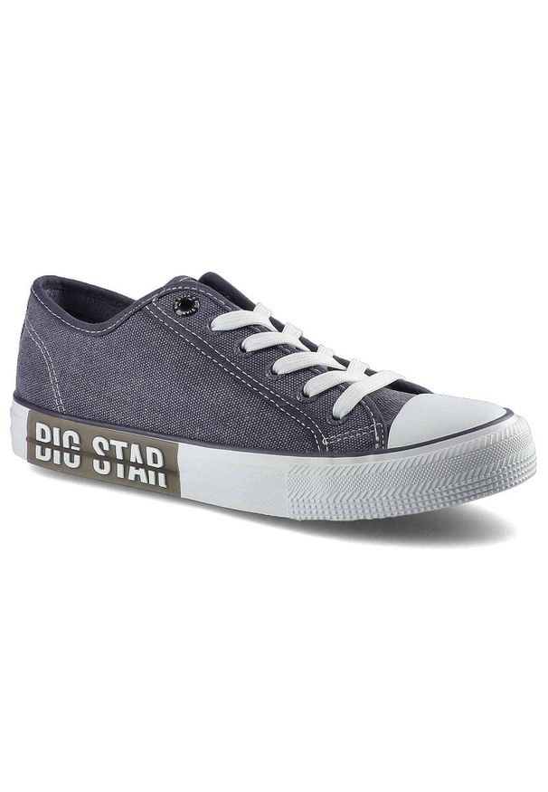 Big-Star - Granatowe Trampki Big Star Damskie Modne Obuwie. Okazja: na co dzień, na spacer, na uczelnię. Zapięcie: sznurówki. Kolor: niebieski. Materiał: materiał. Szerokość cholewki: normalna. Styl: casual, sportowy, klasyczny, elegancki