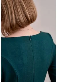 Marie Zélie - Sukienka Asteria krepa wiskozowa – zielona. Kolor: zielony. Materiał: wiskoza. Wzór: gładki. Typ sukienki: trapezowe. Styl: klasyczny #2