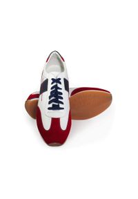 Faber - Biało-czerwono-granatowe obuwie sportowe, sneakers T140. Kolor: czerwony, biały, niebieski, wielokolorowy. Materiał: skóra. Styl: sportowy #4