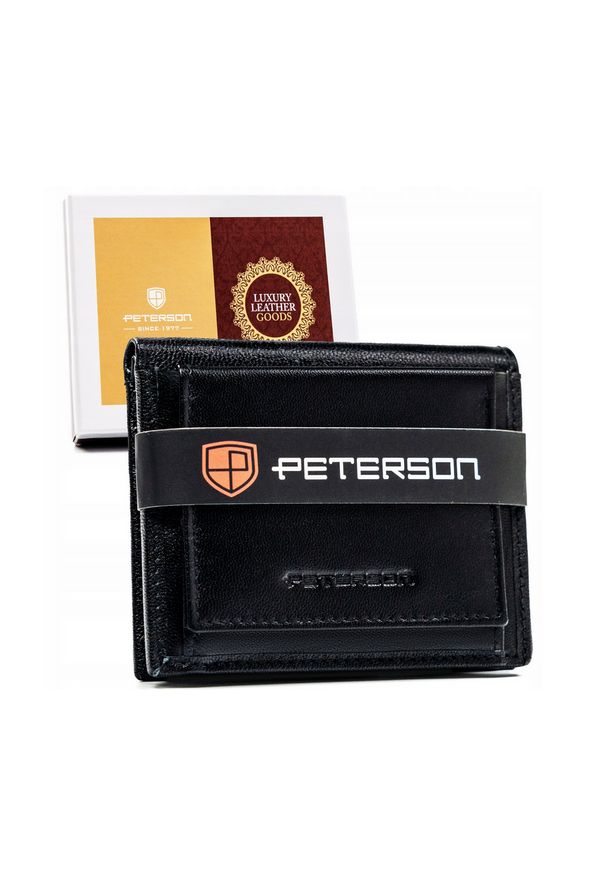 Portfel skórzany Peterson PTN RD-220-GCL czarny. Kolor: czarny. Materiał: skóra