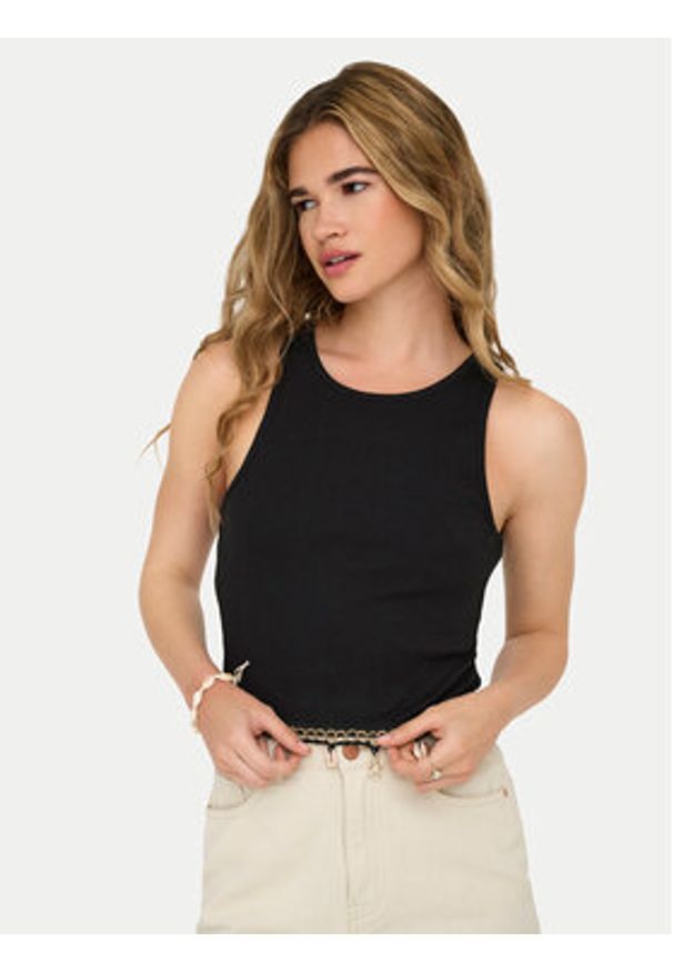 only - ONLY Top Shelly 15325019 Czarny Slim Fit. Kolor: czarny. Materiał: bawełna