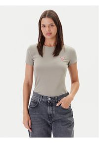 Guess T-Shirt W2YI44 J1314 Khaki Regular Fit. Kolor: brązowy. Materiał: bawełna