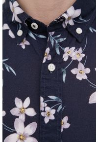 Premium by Jack&Jones koszula z domieszką lnu męska kolor granatowy slim z kołnierzykiem button-down. Typ kołnierza: button down. Kolor: niebieski. Materiał: len #5