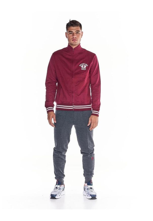 LEONE 1947 APPAREL - Męski dres College ze stójką i zamkiem błyskawicznym. Kolor: czerwony. Materiał: dresówka. Sport: fitness