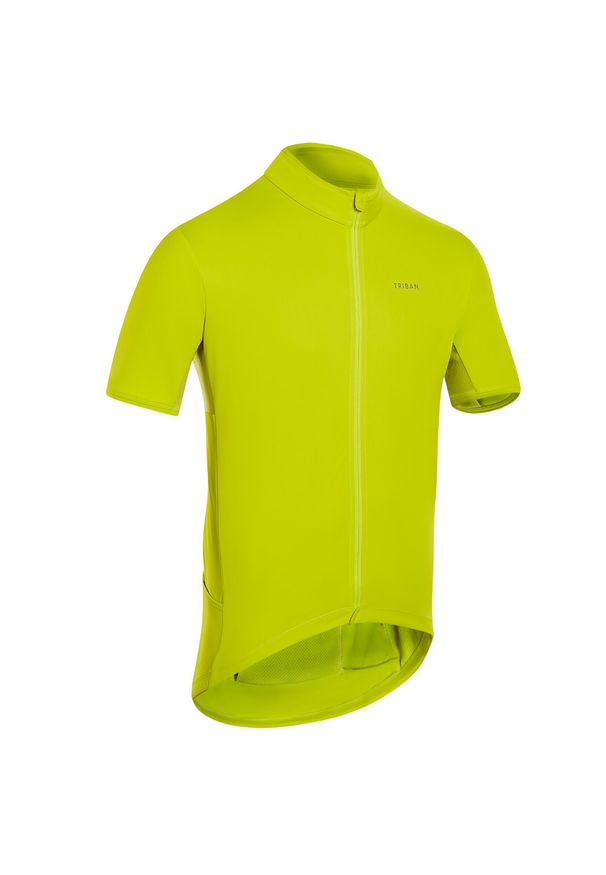 TRIBAN - Koszulka rowerowa męska Triban RC500. Kolor: zielony, wielokolorowy, żółty. Materiał: materiał, poliester, elastan, poliamid. Sport: wspinaczka