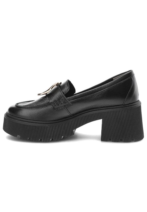 Czarne Półbuty Armodo Eleganckie Buty Damskie. Okazja: na co dzień, na spotkanie biznesowe. Kolor: czarny. Materiał: skóra. Obcas: na obcasie. Styl: elegancki. Wysokość obcasa: średni