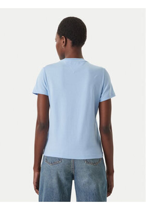 Tommy Jeans T-Shirt Bubble Logo DW0DW22310 Błękitny Regular Fit. Kolor: niebieski. Materiał: bawełna