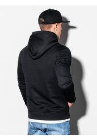 Ombre Clothing - Bluza męska z kapturem B1079 - czarna - L. Typ kołnierza: kaptur. Kolor: czarny. Materiał: bawełna, poliester #5