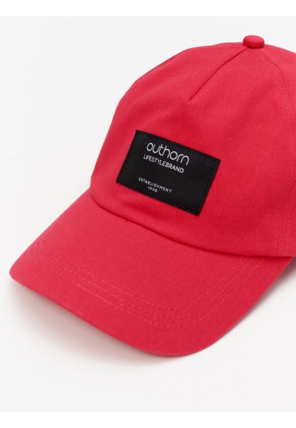 outhorn - Czapka z daszkiem damska. Materiał: bawełna. Wzór: aplikacja. Styl: sportowy
