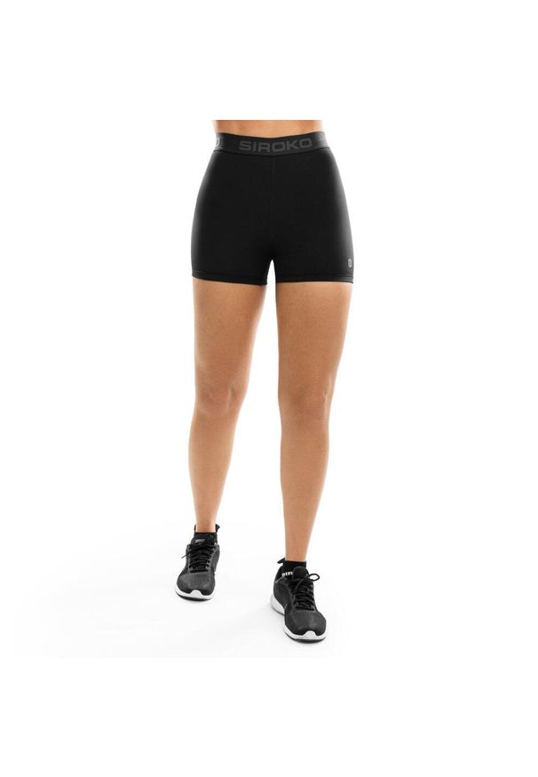 SIROKO - Damskie krótkie legginsy treningowe Fitness Siroko Courage. Kolor: czarny. Materiał: materiał. Długość: krótkie. Sport: fitness
