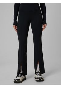 4f - 4F Spodnie treningowe z rozszerzanymi nogawkami damskie - czarne L. Stan: podwyższony. Kolor: czarny. Materiał: skóra. Długość: długie. Sport: fitness #2