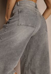 Renee - Szare Szorty Jeansowe Bermudy Baggy Talienne. Okazja: na co dzień. Stan: podwyższony. Kolor: szary. Materiał: jeans. Sezon: lato, wiosna. Styl: casual