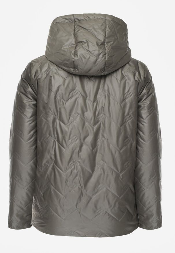 Born2be - Zielona Pikowana Kurtka Przejściowa o Prostym Kroju z Kapturem Vimoris. Okazja: na spacer, na co dzień. Typ kołnierza: kaptur. Kolekcja: plus size. Kolor: zielony. Materiał: poliester, jeans. Styl: casual, elegancki