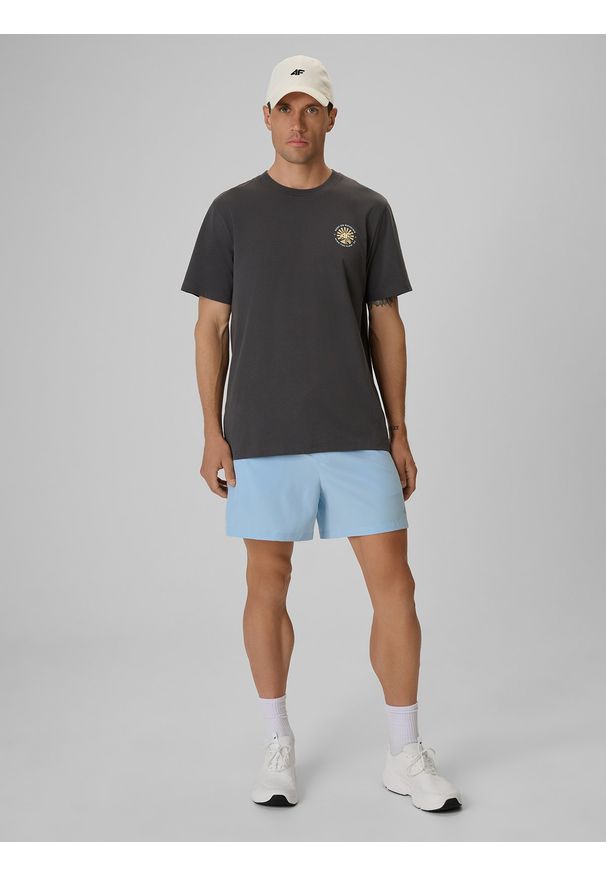 4f - 4F T-shirt regular z nadrukiem męski - szary XXL. Okazja: na co dzień. Kolor: szary. Materiał: bawełna, dzianina. Wzór: nadruk. Styl: casual, klasyczny, sportowy