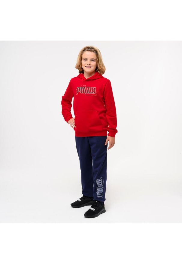 Bluza dziecięca Puma z kapturem. Typ kołnierza: kaptur. Kolor: czerwony. Materiał: bawełna, materiał