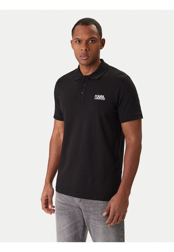 Karl Lagerfeld - KARL LAGERFELD Polo 745780 561235 Czarny Regular Fit. Typ kołnierza: polo. Kolor: czarny. Materiał: bawełna