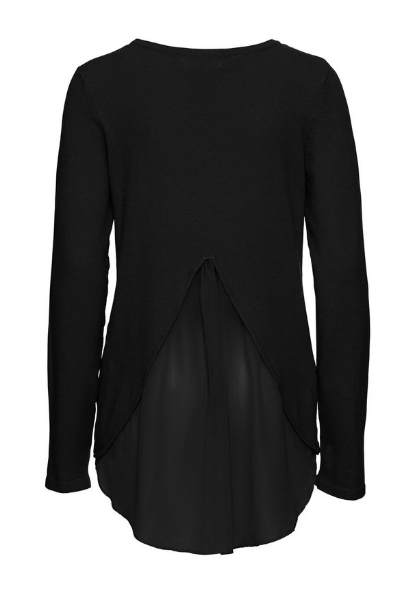 Sweter z koszulową wstawką bonprix czarny. Kolor: czarny. Materiał: szyfon