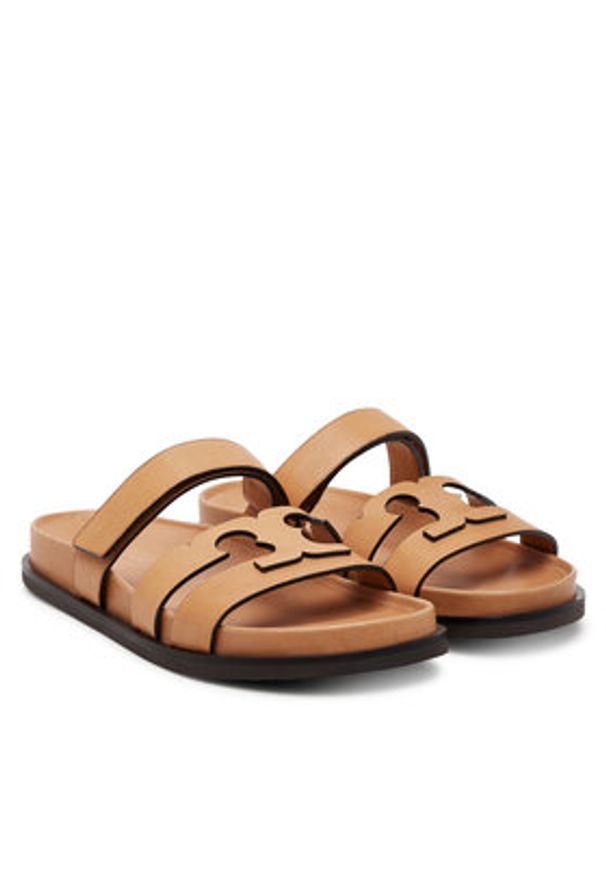 Tory Burch Klapki Ines Sport 168791 Brązowy. Kolor: brązowy. Materiał: skóra. Styl: sportowy