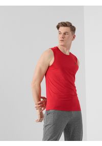 4f - Koszulka treningowa męska. Kolor: czerwony. Materiał: włókno, dzianina, skóra. Długość rękawa: bez rękawów. Sport: fitness