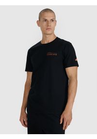 4f - 4F T-shirt regular z nadrukiem męski - czarny S. Okazja: na co dzień. Kolor: czarny. Materiał: jersey, materiał, bawełna. Długość rękawa: krótki rękaw. Długość: krótkie. Wzór: nadruk. Styl: klasyczny, sportowy, casual