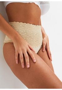 bonprix - Figi shape, silny stopień modelowania sylwetki (2 pary). Kolor: beżowy. Materiał: koronka. Wzór: koronka #3