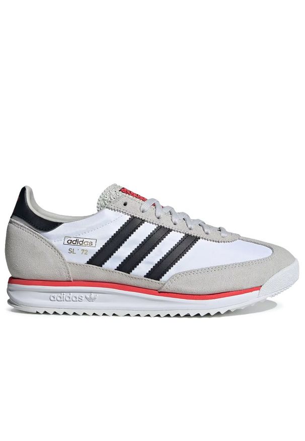 Adidas - Buty adidas Originals SL RS 72 JS0746 - szare. Okazja: na uczelnię. Zapięcie: pasek. Kolor: szary. Materiał: guma, zamsz, nylon. Szerokość cholewki: normalna. Wzór: aplikacja, paski. Sezon: lato