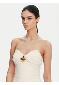 Elisabetta Franchi Sukienka koktajlowa AB-769-51E2 Écru Regular Fit. Materiał: syntetyk. Styl: wizytowy #4