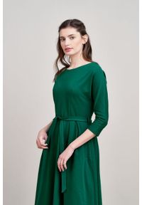 Marie Zélie - Sukienka Anastazja ciemnozielona. Kolor: zielony. Materiał: bawełna, dzianina, materiał, elastan, skóra. Typ sukienki: rozkloszowane. Styl: klasyczny #4