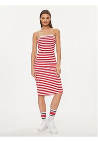 Tommy Jeans Sukienka letnia Logo Tape DW0DW17922 Czerwony Slim Fit. Kolor: czerwony. Materiał: wiskoza. Sezon: lato #4