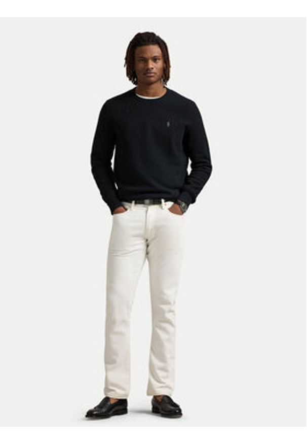 Polo Ralph Lauren Sweter 710918163508 Czarny Regular Fit. Typ kołnierza: polo. Kolor: czarny. Materiał: bawełna
