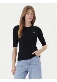 TwinSet - TWINSET Sweter 252TP3240 Czarny Regular Fit. Kolor: czarny. Materiał: wiskoza