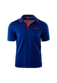 Hi-tec - Męska Koszulka Polo Z Kontrastowym Panelem. Typ kołnierza: polo. Kolor: wielokolorowy, czerwony, niebieski
