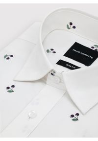 Pako Lorente - PAKO LORENTE - Biała koszula męska w wiśnie. Okazja: na co dzień. Kolor: biały. Materiał: elastan, bawełna. Długość rękawa: długi rękaw. Długość: długie. Styl: casual #4