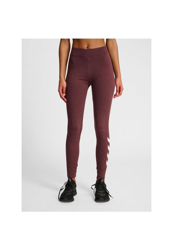 Legginsy wysoki stan z logo dla kobiet Hummel Pulse. Stan: podwyższony. Kolor: wielokolorowy, czerwony, różowy. Sport: fitness