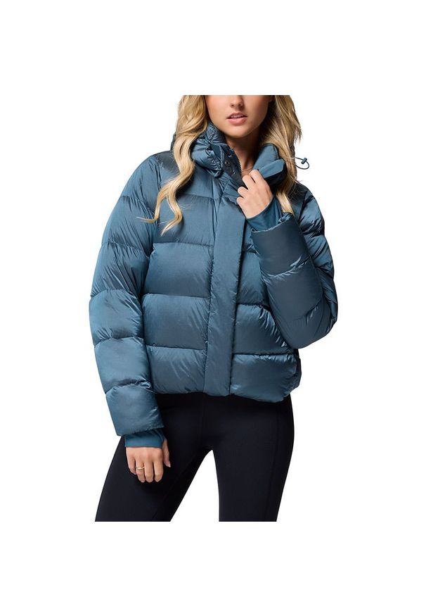 columbia - Kurtka damska Columbia Amaze Puff 2133714429 - niebieska. Kolor: niebieski. Materiał: elastan, włókno, materiał, nylon, puch. Wzór: paski. Sezon: zima