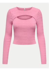 only - ONLY Sweter Meddi 15339582 Różowy Cropped Fit. Kolor: różowy. Materiał: wiskoza #9