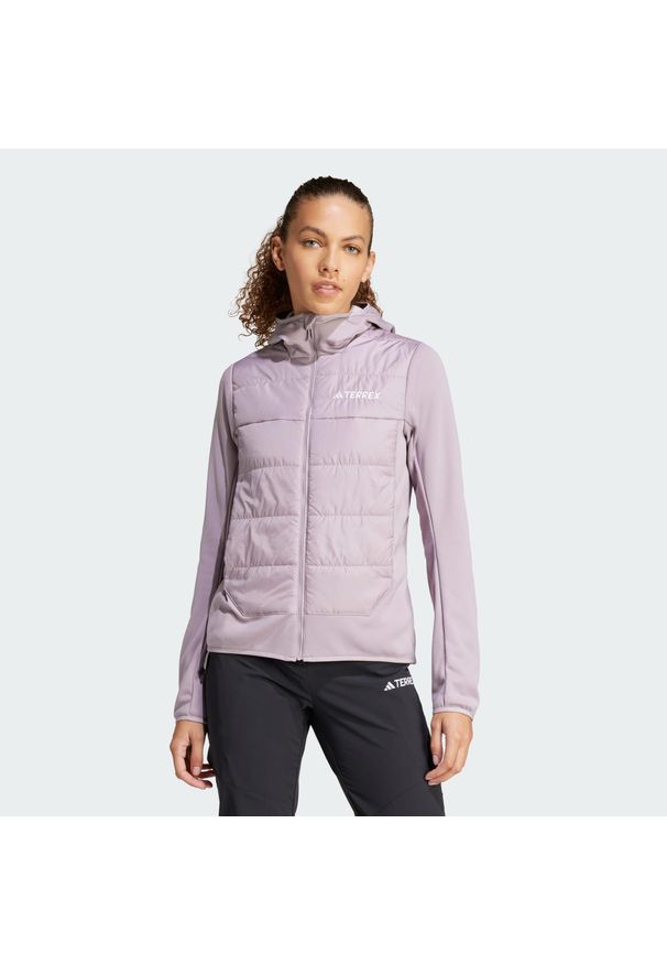 Adidas - Kurtka Terrex Multi Hybrid Insulated Hooded. Kolor: fioletowy, różowy, wielokolorowy. Materiał: polar, materiał