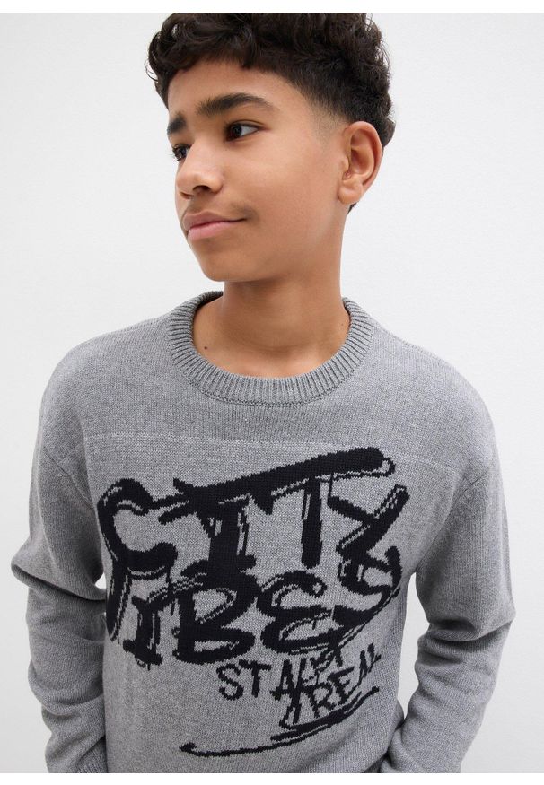 bonprix - Sweter z czystej bawełny. Kolor: szary. Materiał: bawełna