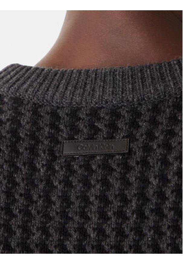 Calvin Klein Sweter LV04LD306G Szary Regular Fit. Kolor: szary. Materiał: wełna