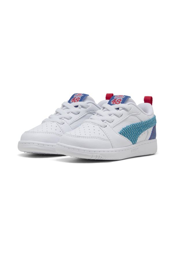 Puma - Sneakersy dla małych dzieci Rebound V6 Low Run Fun PUMA. Kolor: biały, niebieski, wielokolorowy. Sezon: lato. Sport: bieganie