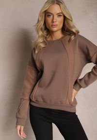 Renee - Brązowa Bawełniana Bluza z Łańcuszkiem Eleutia. Kolor: brązowy. Materiał: bawełna. Styl: klasyczny