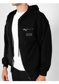 Les Hommes Bluza "Zip Hoodie" | LBH3000700N | Mężczyzna | Czarny. Okazja: na co dzień. Typ kołnierza: kaptur. Kolor: czarny. Materiał: poliester, bawełna. Styl: elegancki, casual, sportowy