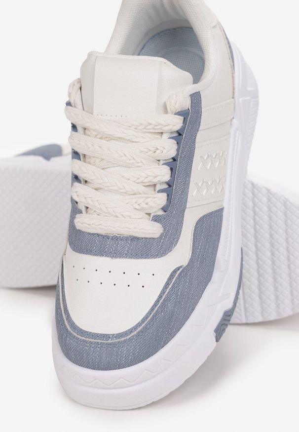 Renee - Niebieskie Sneakersy przed Kostkę na Grubej Podeszwie Miamor. Okazja: na co dzień. Wysokość cholewki: przed kostkę. Kolor: niebieski