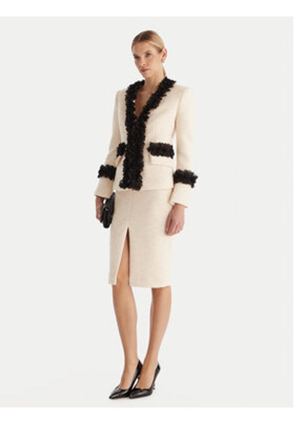 Babylon Marynarka S00750 Écru Regular Fit. Materiał: syntetyk