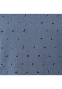 Męska Koszulka (T-Shirt) - Pako Jeans - Niebiesko-Stalowa, Drobne Literki. Okazja: na co dzień. Kolor: niebieski. Materiał: bawełna. Wzór: nadruk. Styl: casual #5