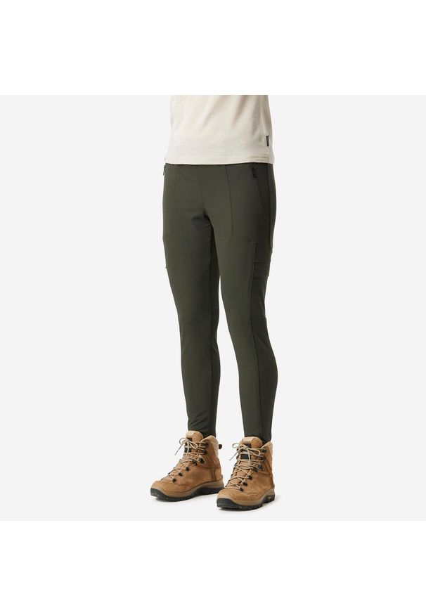 SIMOND - Legginsy trekkingowe damskie Forclaz Travel 500. Kolor: zielony. Materiał: poliamid, elastan, materiał, poliester. Sport: turystyka piesza